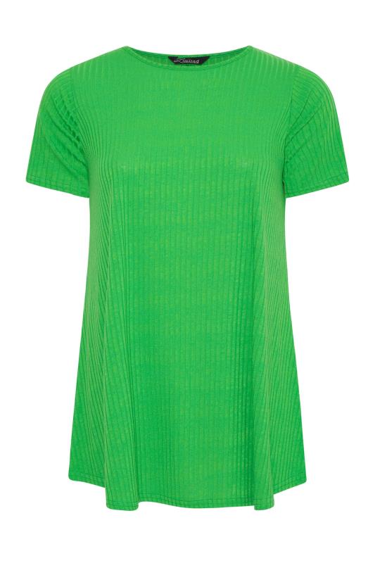 LIMITED COLLECTION Curve Apple Green Ribbed Swing Top 5