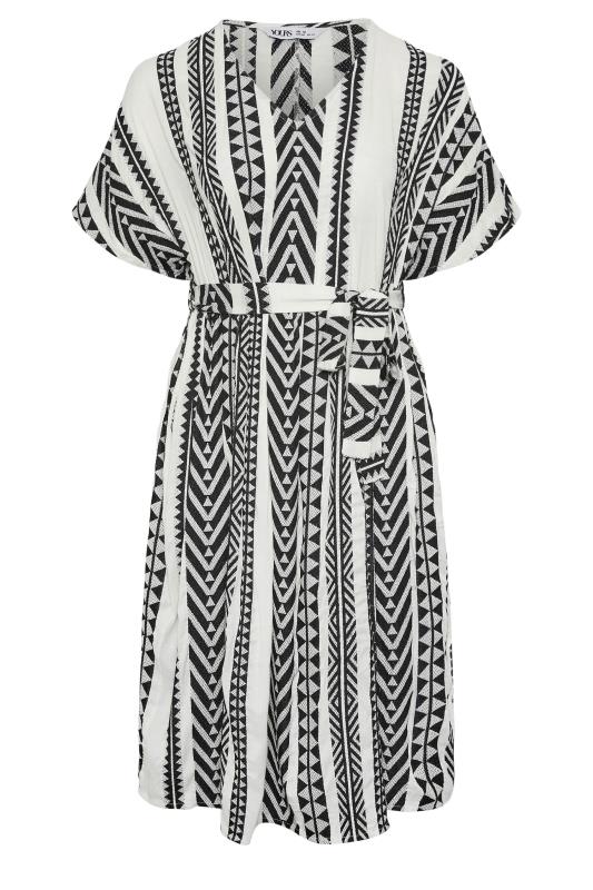 YOURS Plus Size Black & White Aztec Print Embroidered Maxi Dress | Yours Clothing  6