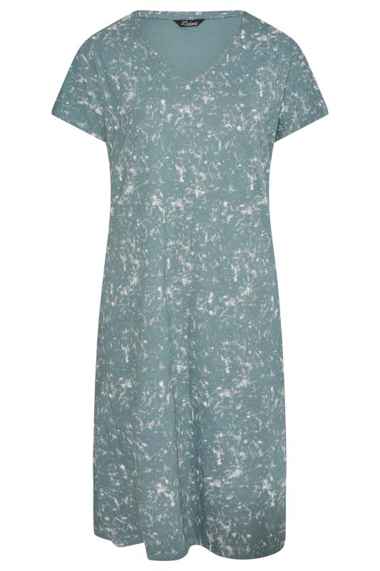 LIMITED COLLECTION Plus Size Khaki Green Acid Wash Side Split T-Shirt Dress | Yours Clothing 5
