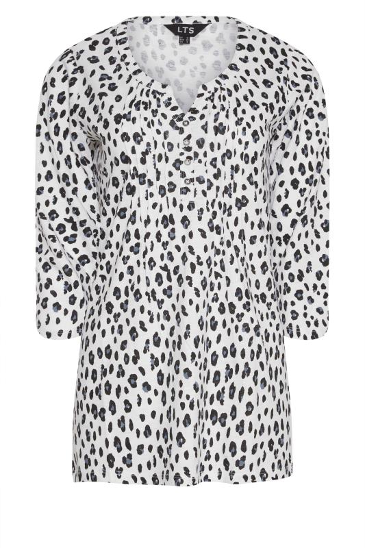 Tall Women's LTS MADE FOR GOOD White Animal Print Henley Top | Long Tall Sally 6