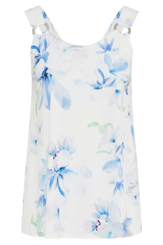 YOURS LONDON Plus Size Blue Floral Ring Detail Vest Top | Yours Clothing 6