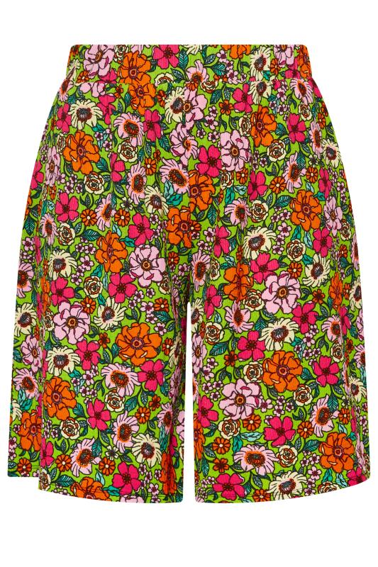 YOURS Plus Size Green Floral Print Pull On Shorts | Yours Clothing 4