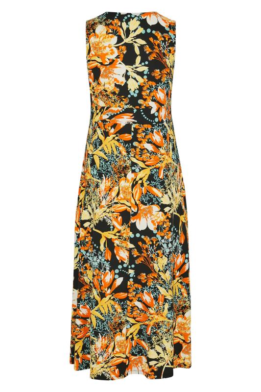 Curve Black & Orange Floral Maxi Dress 7