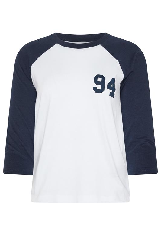 PixieGirl Petite Women's Navy Blue '94' Slogan Cotton Raglan T-Shirt | PixieGirl 5