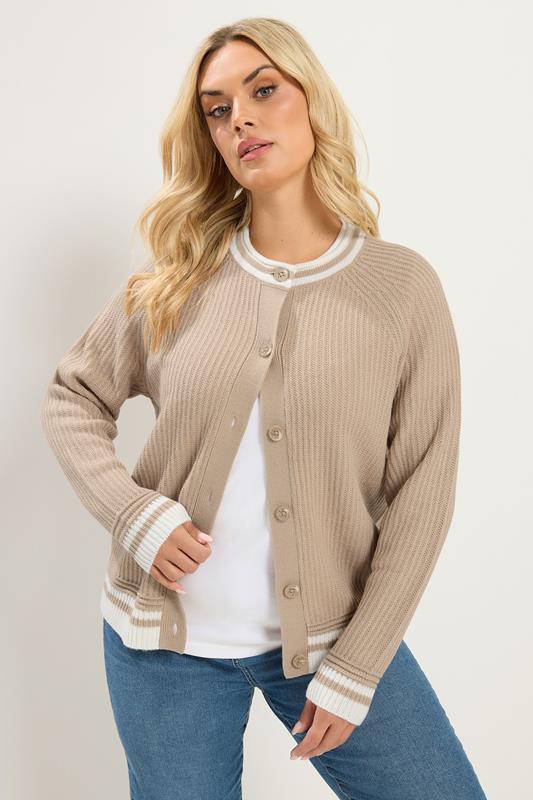 YOURS Plus Size Brown Crew Neck Knitted Cardigan | Yours Clothing 4