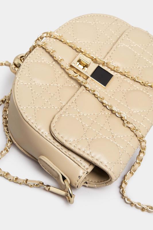 Nude Quilted Chain Shoulder Bag | Yours Clothing 5