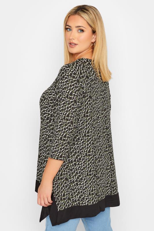 Plus Size Black & Green Leopard Print Tunic Top | Yours Clothing 3