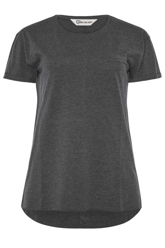 YOURS FOR GOOD Grey Cotton Blend Pocket T-Shirt_F.jpg