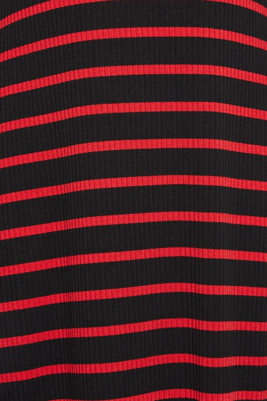YOURS Curve Red Striped Ribbed Long Sleeve Swing Maxi Dress | Yours Clothing 5