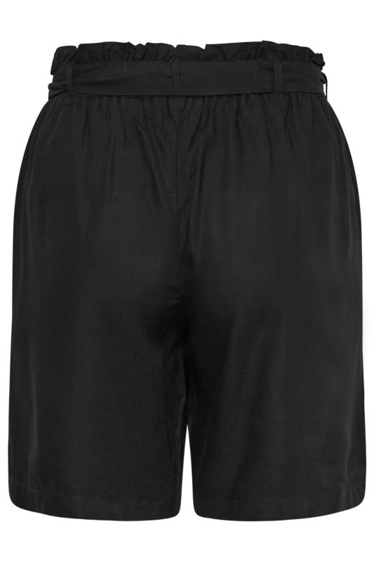 YOURS Plus Size Black Paperbag Waist Shorts | Yours Clothing 6