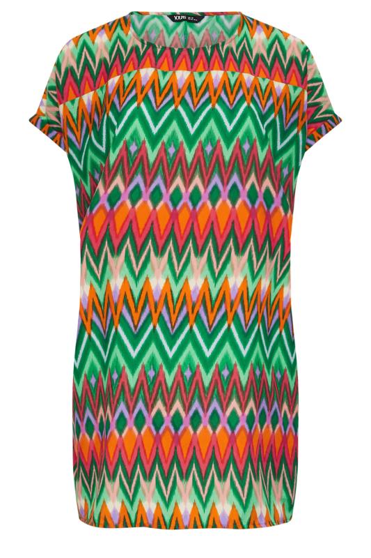 YOURS Plus Size Green Zig Zag Print Tunic Dress | Yours Clothing 5