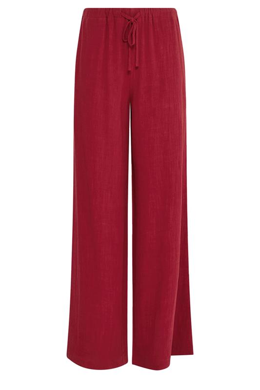 LTS Tall Women's Dark Red Wide Leg Linen Trousers | Long Tall Sally 6