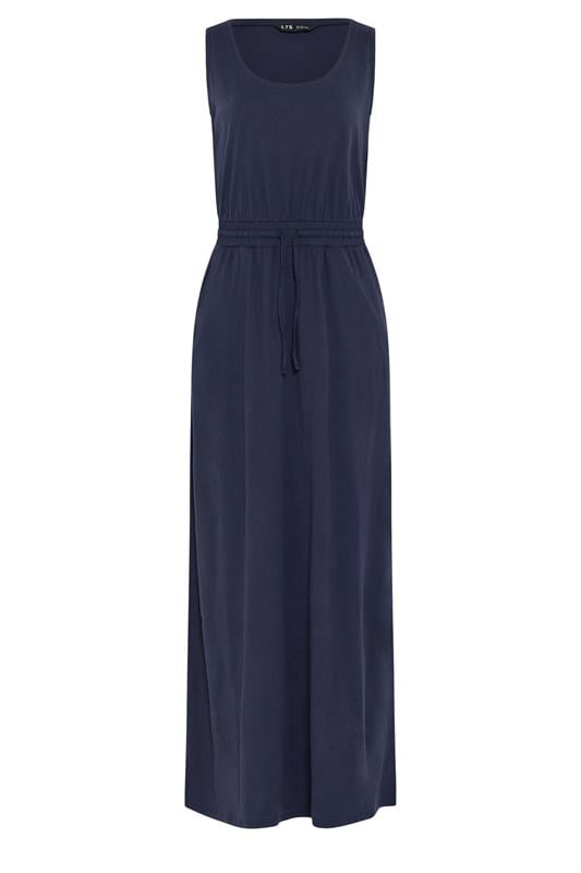 LTS Tall Women's Dark Blue Tie Waist Cotton Maxi Dress | Long Tall Sally 5
