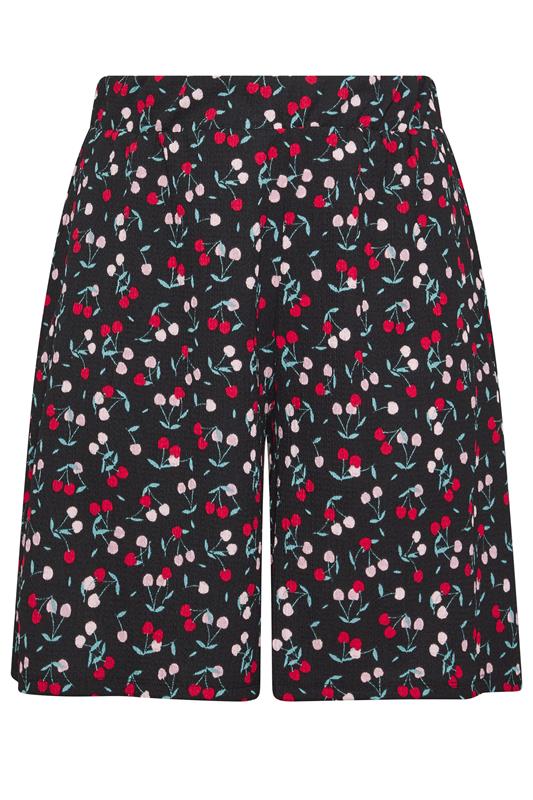 YOURS Plus Size Black Cherry Print Shorts | Yours Clothing 5