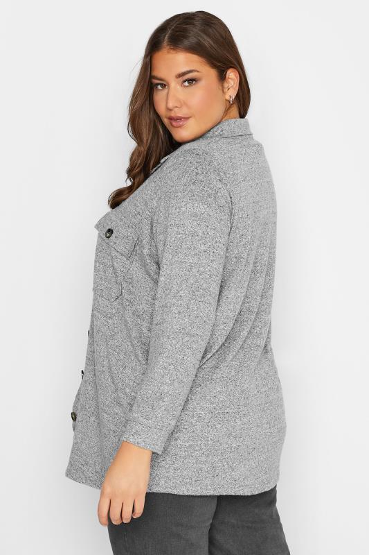 Plus Size Grey Button Through Shacket | Yours Clothing 3