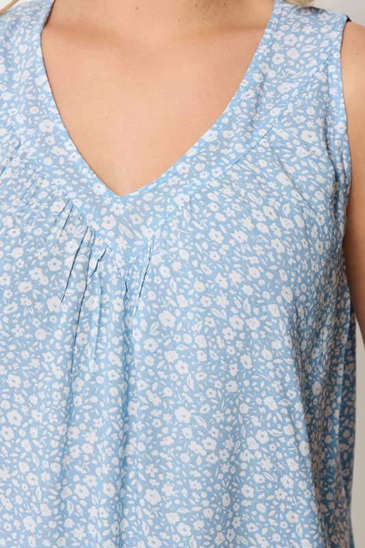 YOURS Plus Size Blue Ditsy Floral Cami Vest Top | Yours Clothing 4