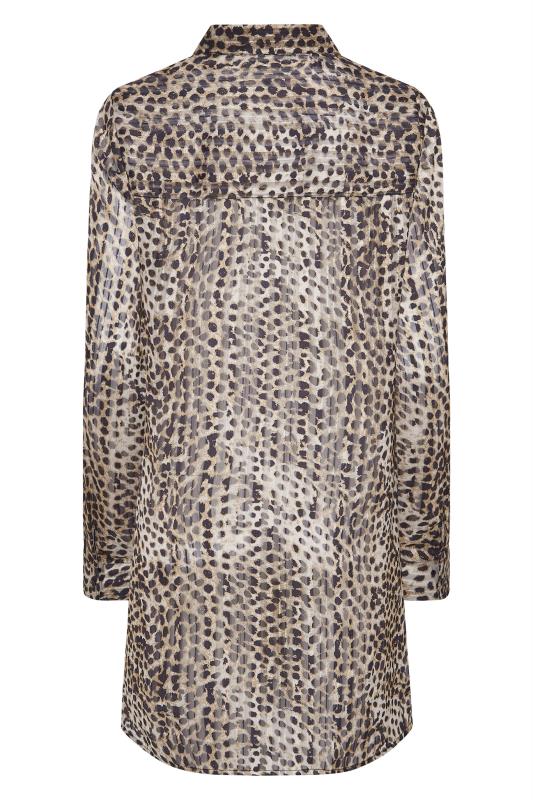 Tall Women's LTS Beige Brown Leopard Print Longline Shirt | Long Tall Sally 7