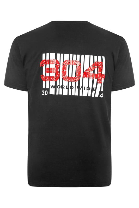 304 CLOTHING Big & Tall Black Retro Graphic Barcode T-Shirt 4