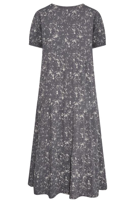 LIMITED COLLECTION Plus Size Grey Acid Wash Cotton Tier Dress | Yours Clothing 7