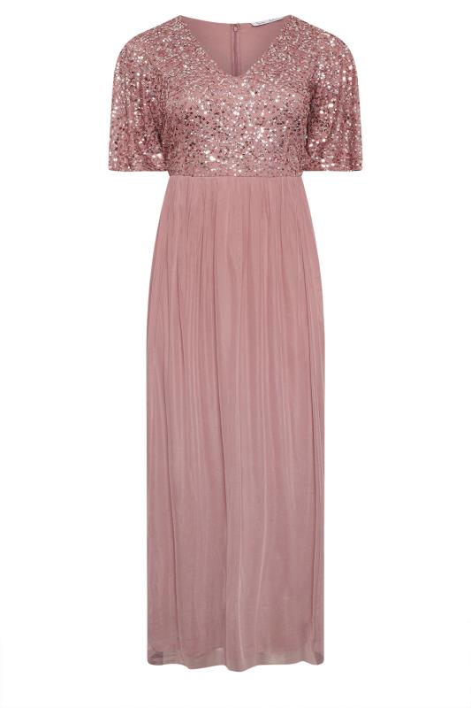 LUXE Plus Size Pink Embellished Maxi Dress | Yours Clothing 5