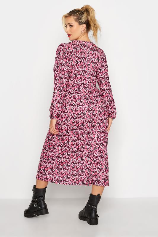 LIMITED COLLECTION Curve Pink Ditsy Ruched Midi Dress 3