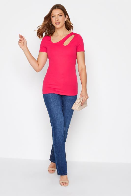 LTS Tall Women's Pink Cut Out Detail T-Shirt | Long Tall Sally 2