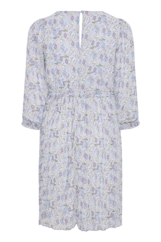 YOURS LONDON Plus Size Blue Floral Pleat Midi Dress | Yours Clothing 6