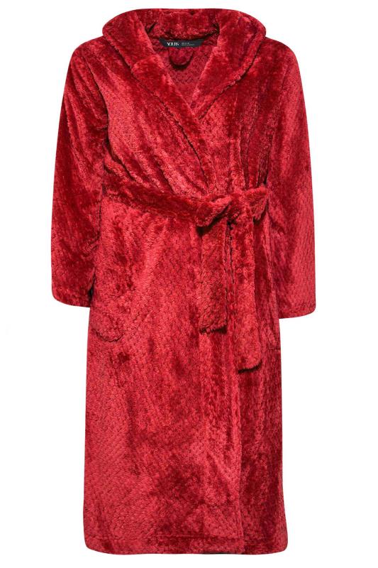 YOURS Plus Size Red Hooded Dressing Gown | Yours Clothing 6