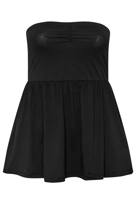 YOURS Plus Size Black Peplum Bandeau Top | Yours Clothing 5
