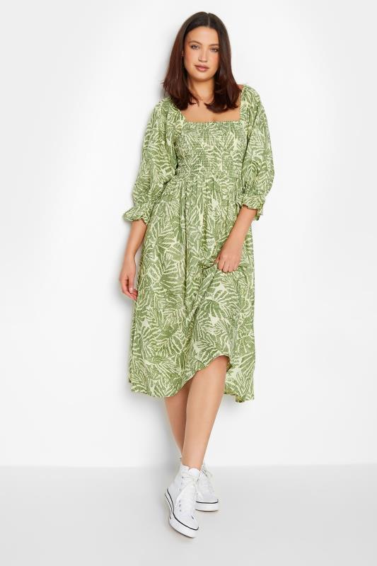 Tall  LTS Tall Green Palm Leaf Print Midaxi Dress