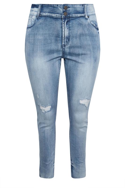 Evans Mid Blue Skinny Ripped Jeans 5