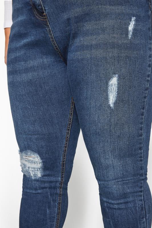 Mid Blue Distressed MOM Jeans | Yours Clothing 3