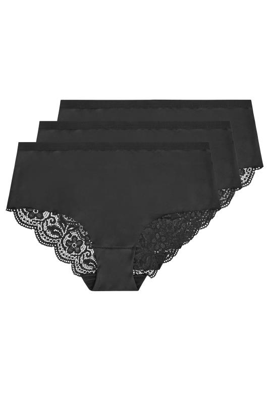 3 PACK Tall Black Lace Back Full Briefs | Long Tall Sally 4