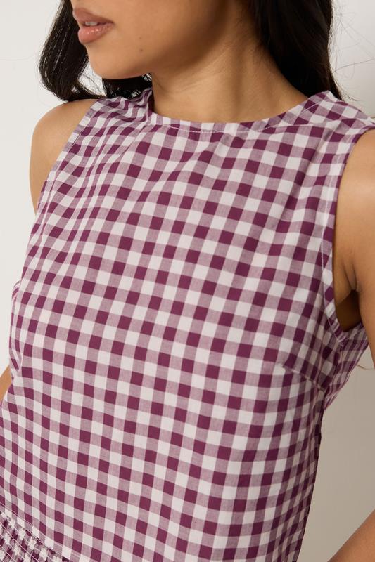 PixieGirl Petite Women's Burgundy Red Cotton Gingham Top | PixieGirl  5