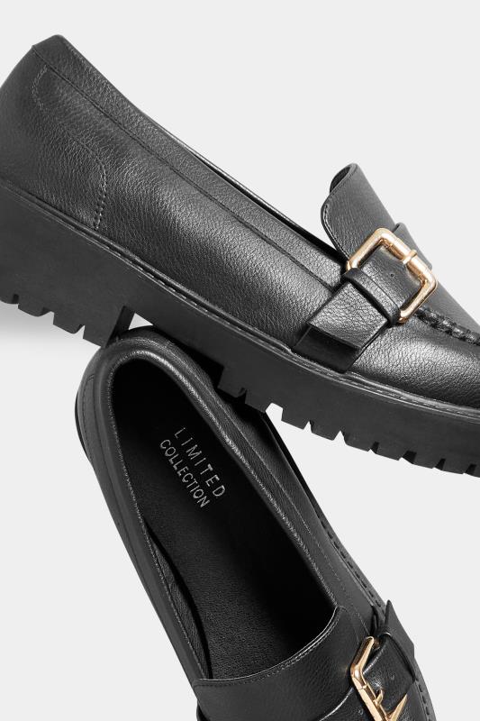 Black Buckle Chunky Loafers In Extra Wide EEE Fit 6