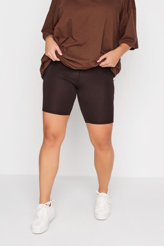 Curve Chocolate Brown Basic Jersey Cycling Shorts 2