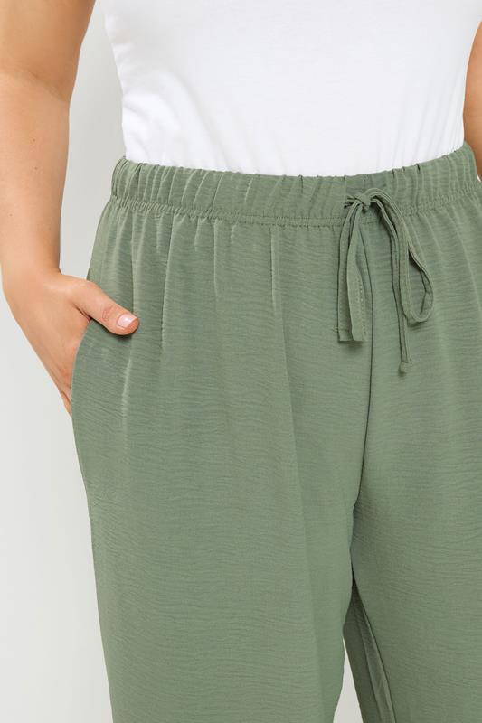 YOURS Plus Size Khaki Green Wide Leg Trousers | Yours Clothing 4
