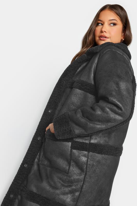 YOURS Curve Black Faux Fur PU Jacket | Yours Clothing 4