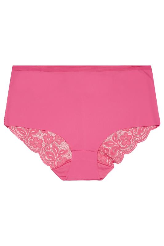 YOURS Curve Plus Size Hot Pink Lace Back Full Briefs | Yours Clothing  4