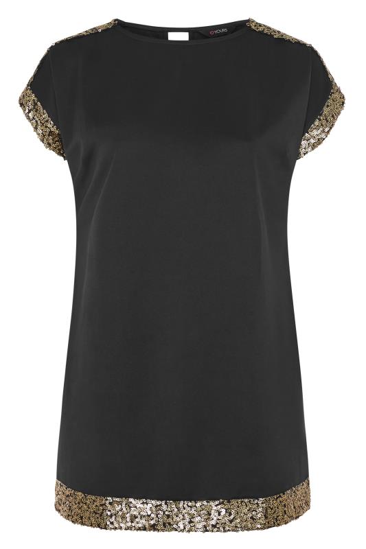 Black & Gold Sequin Trim Tunic Dress | Yours Clothing