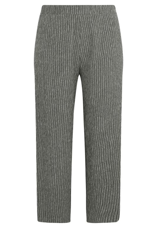 YOURS Plus Size Grey Stripe Print Textured Wide Leg Trousers | Yours Clothing 5