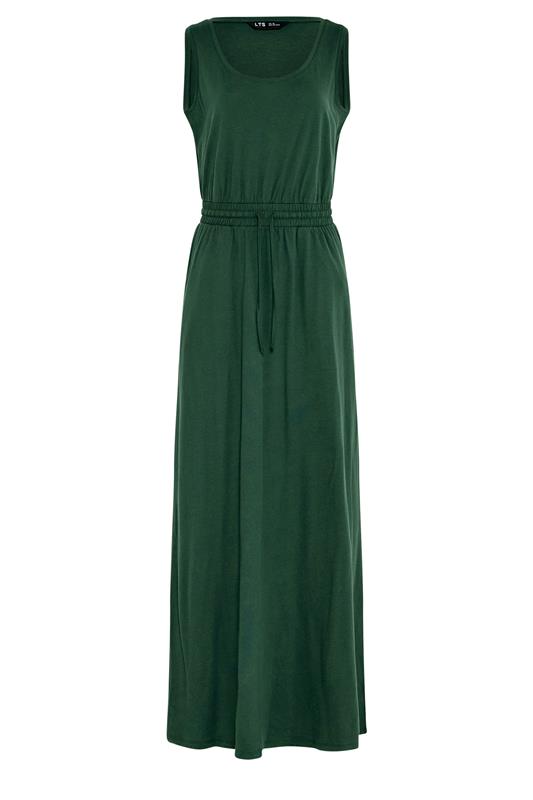 LTS Tall Women's Dark Green Tie Waist Cotton Maxi Dress | Long Tall Sally 5