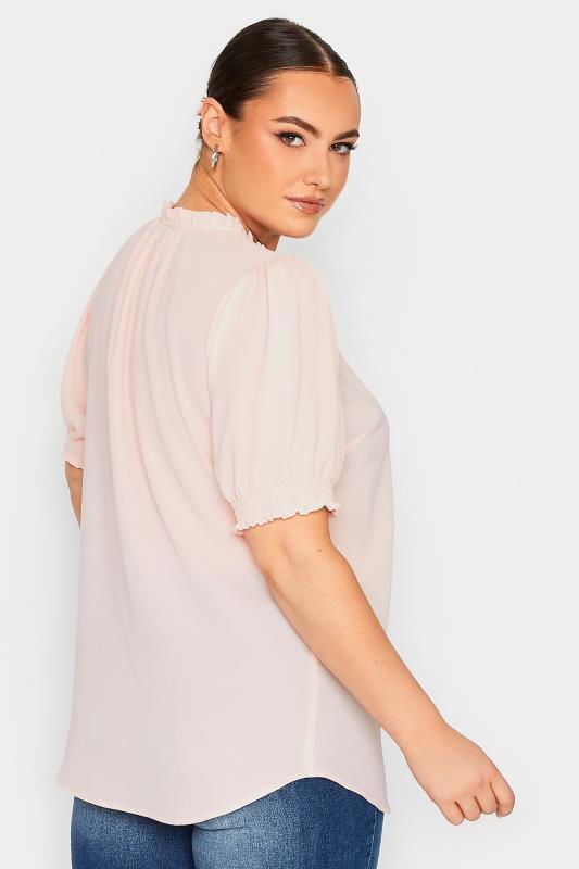 YOURS Plus Size Pink Tie Neck Blouse | Yours Clothing 3