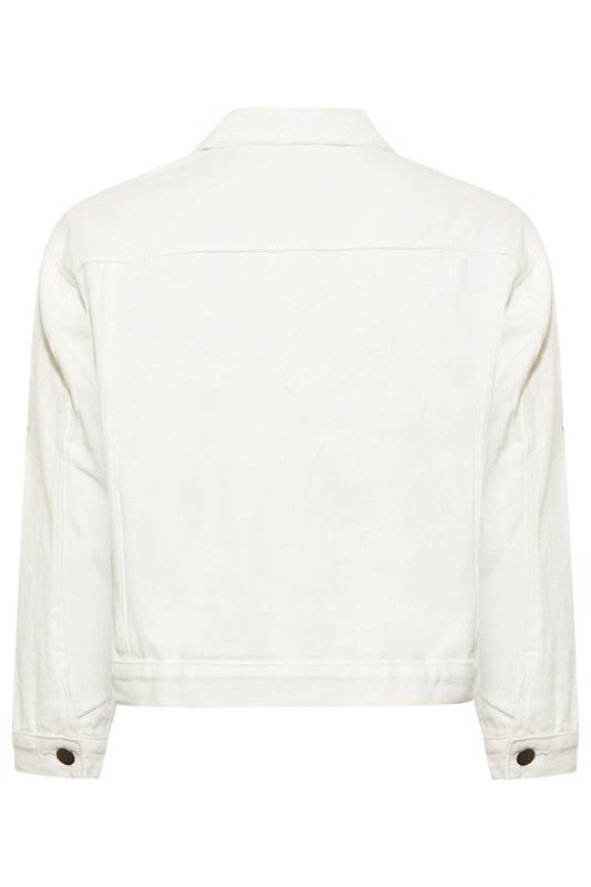 YOURS Curve White Distressed Western Denim Jacket | Yours Clothing  7