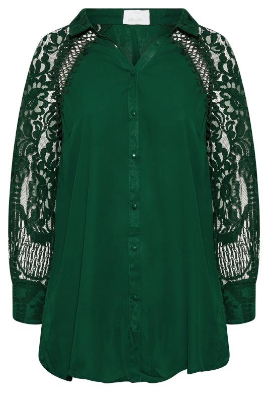 YOURS LONDON Plus Size Green Lace Sleeve Shirt | Yours Clothing 6