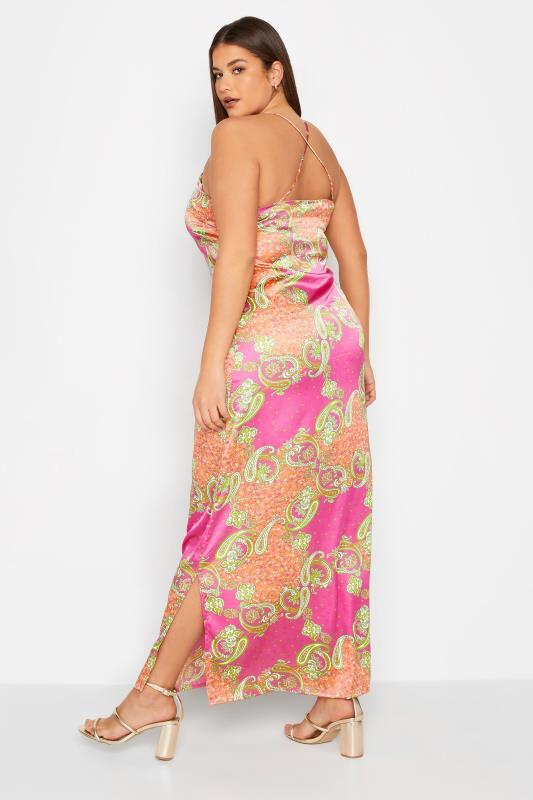 LTS Tall Women's Pink Paisley Print Satin Slip Cami Dress | Long Tall Sally 3
