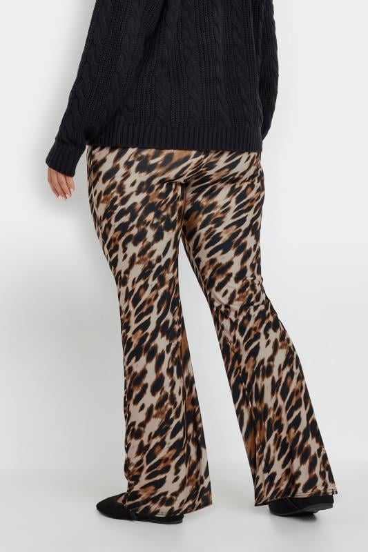 LIMITED COLLECTION Plus Size Brown Leopard Print Flared Trousers | Yours Clothing 3