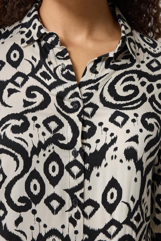 M&Co White & Black Ikat Print Tab Sleeve Shirt 5