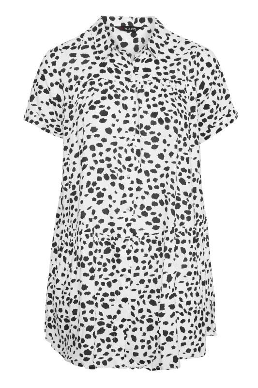 Curve White Dalmatian Print Tiered Short Sleeve Shirt_F.jpg