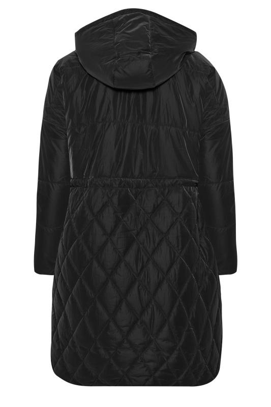 YOURS Plus Size Black Shirred Waist Padded Coat | Yours Clothing 7